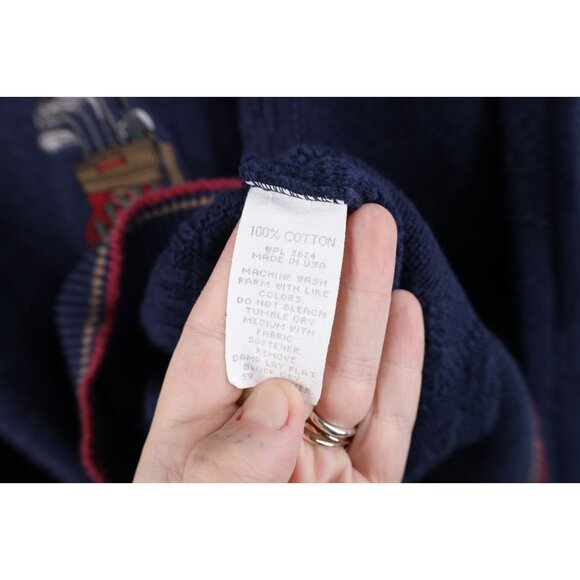 Vintage 90s Streetwear Mens 2XL Golf All Over Print Cotton Knit Sweater USA - Picture 9 of 14